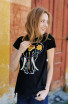 Tricou bleumarin despicat pe lateral, imprimeu elefant