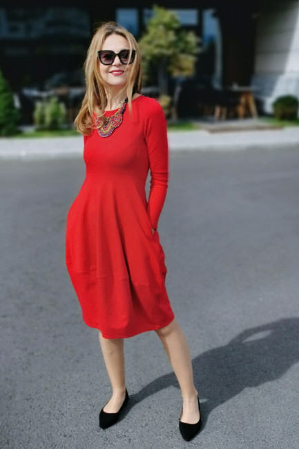 Rochie casual din bumbac uni