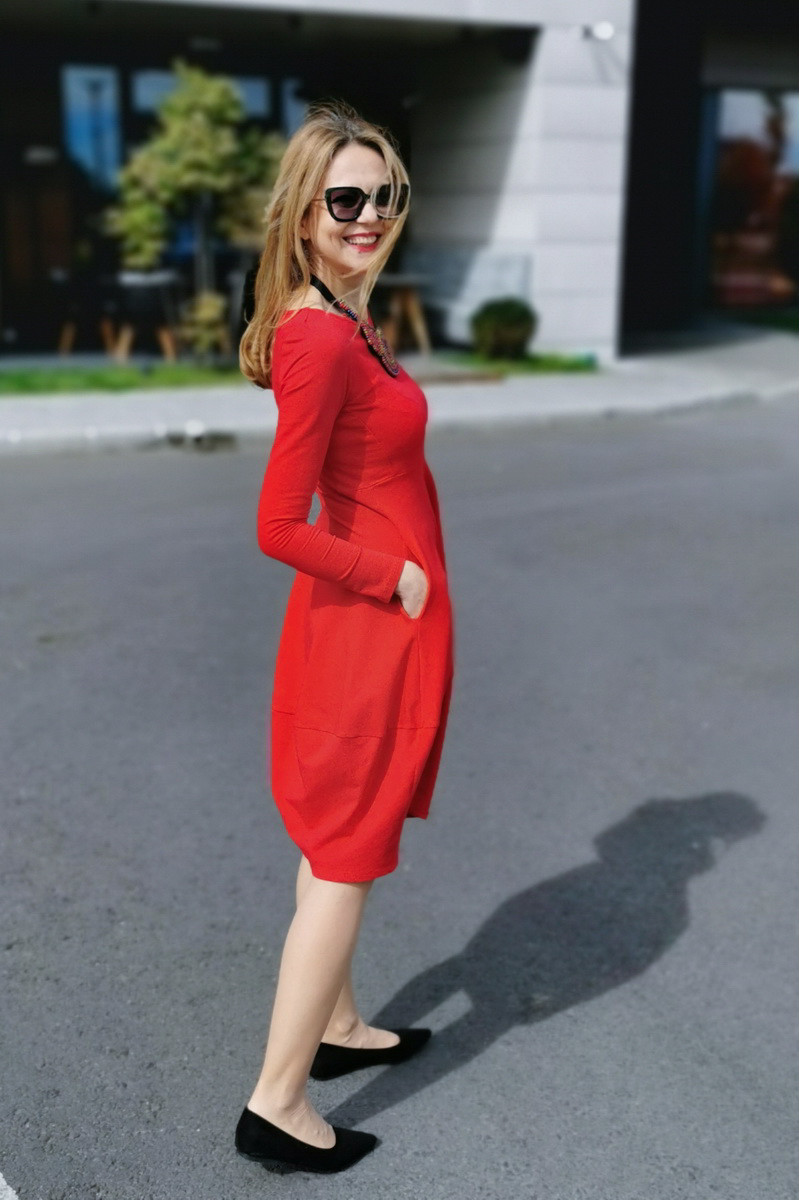 Rochie casual din bumbac uni