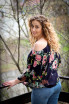 Bluza Leda bleumarin cu flori