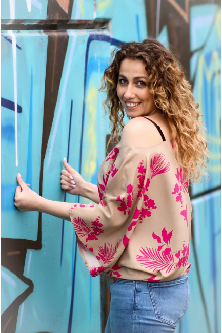 Bluza Leda bej cu roz