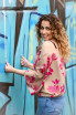 Bluza Leda bej cu roz