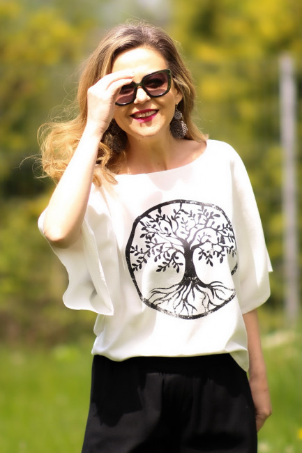 Bluza Tree of Life cu in, alba
