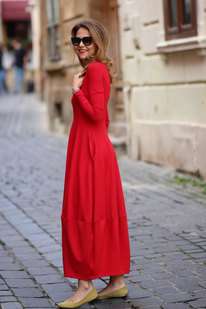 Rochie lunga  tip lalea, din bumbac