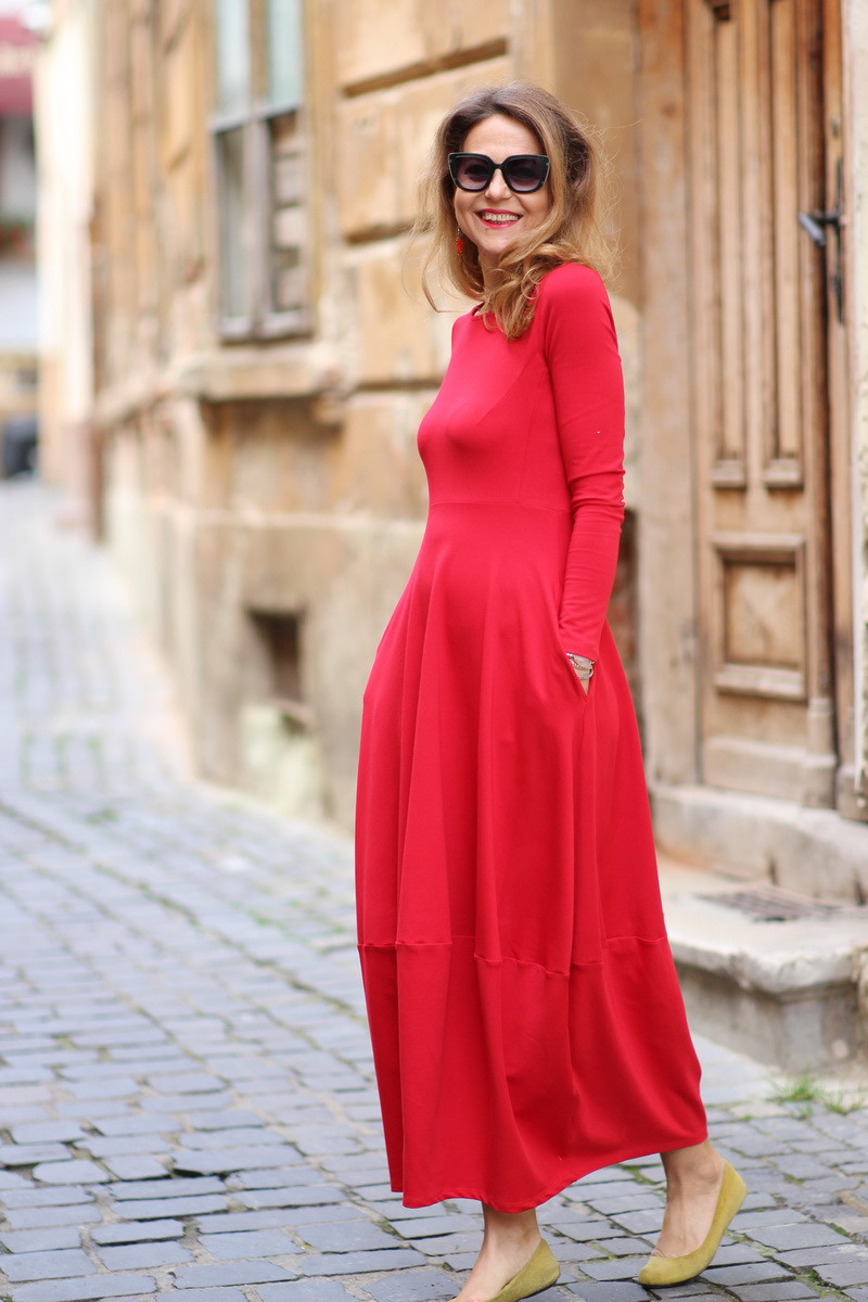 Rochie lunga  tip lalea, din bumbac