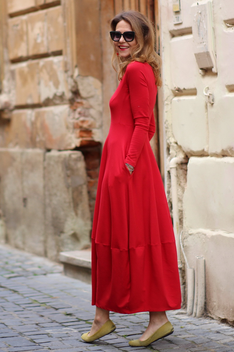 Rochie lunga  tip lalea, din bumbac