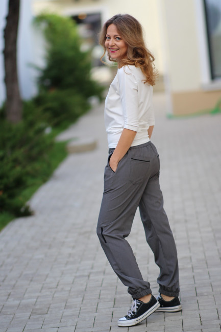 Pantaloni Anabel gri cu...