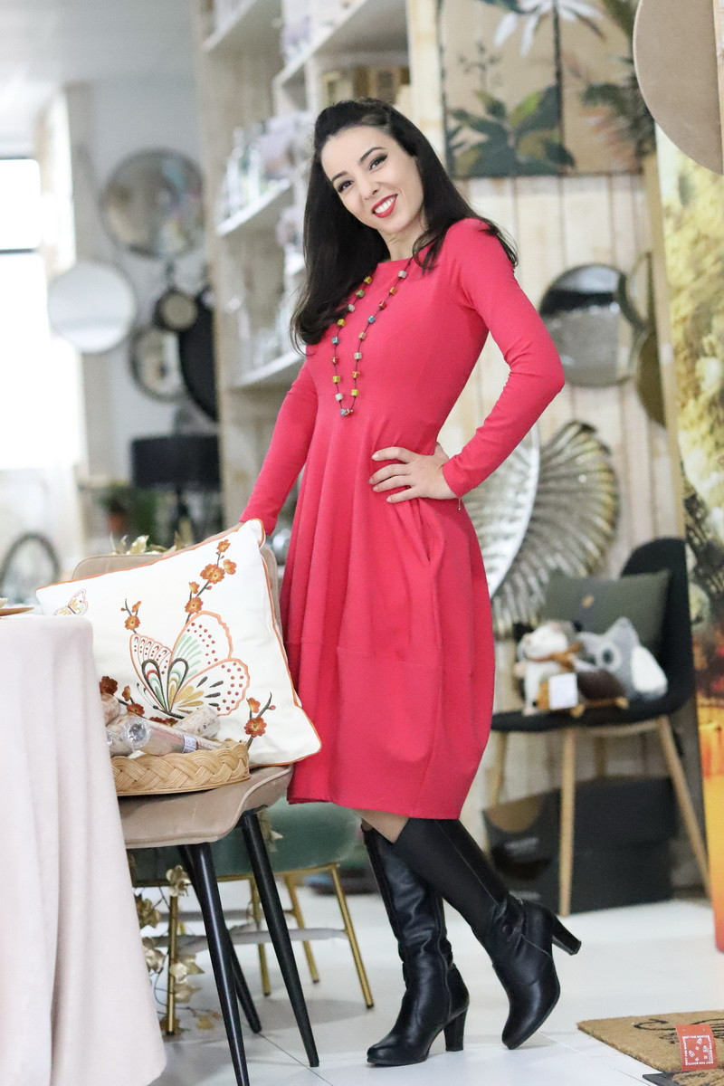 Rochie casual din bumbac uni