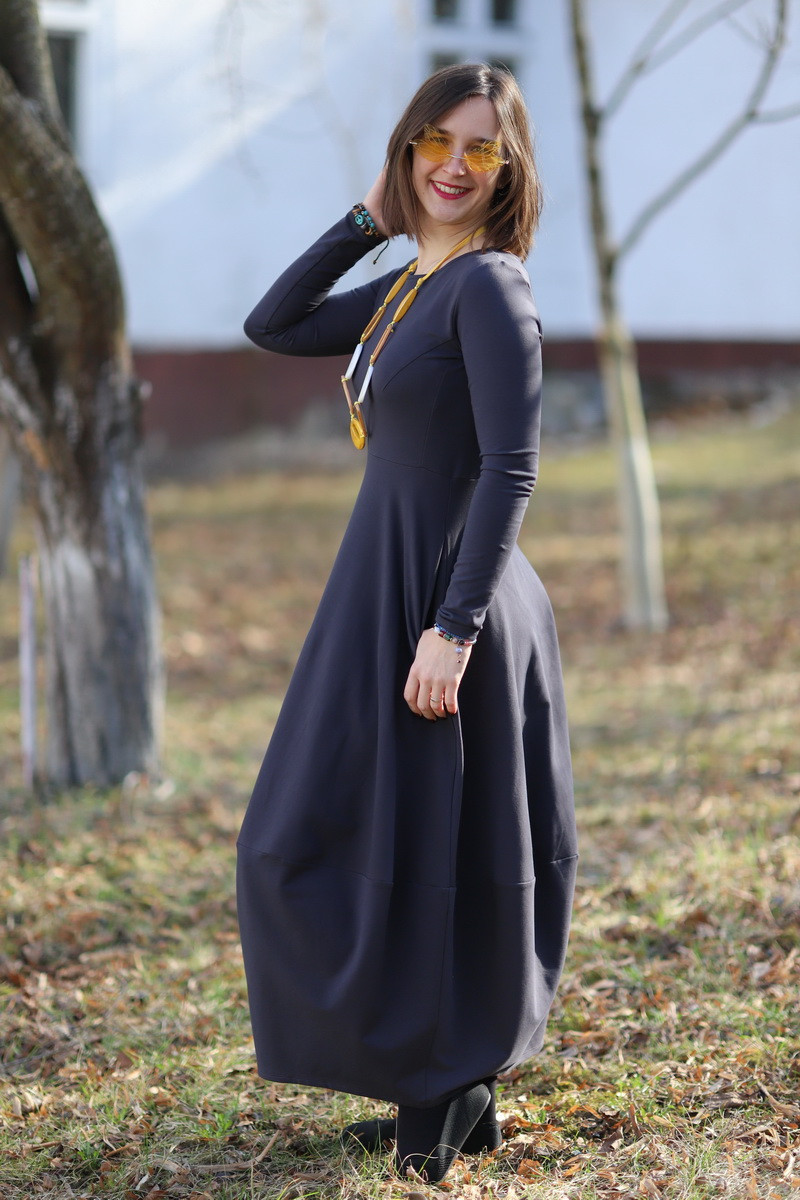 Rochie lunga  tip lalea, din bumbac