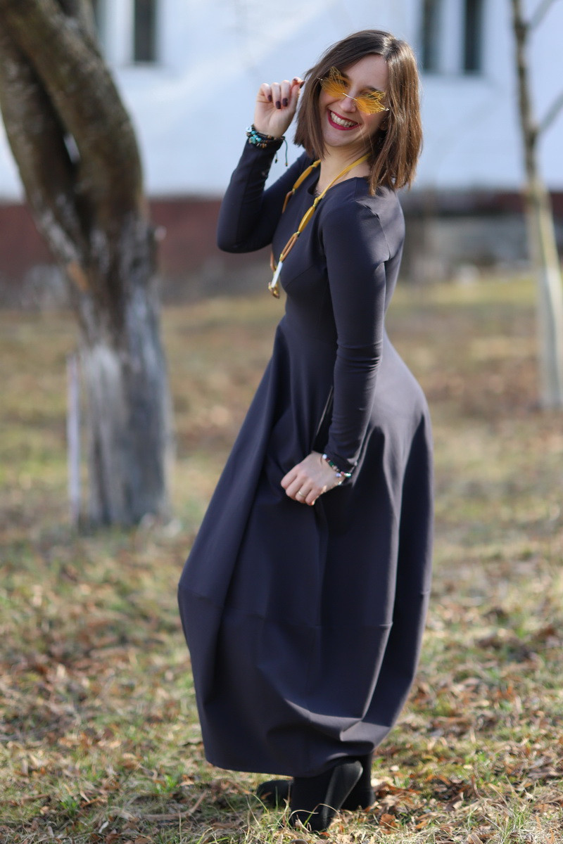 Rochie lunga  tip lalea, din bumbac