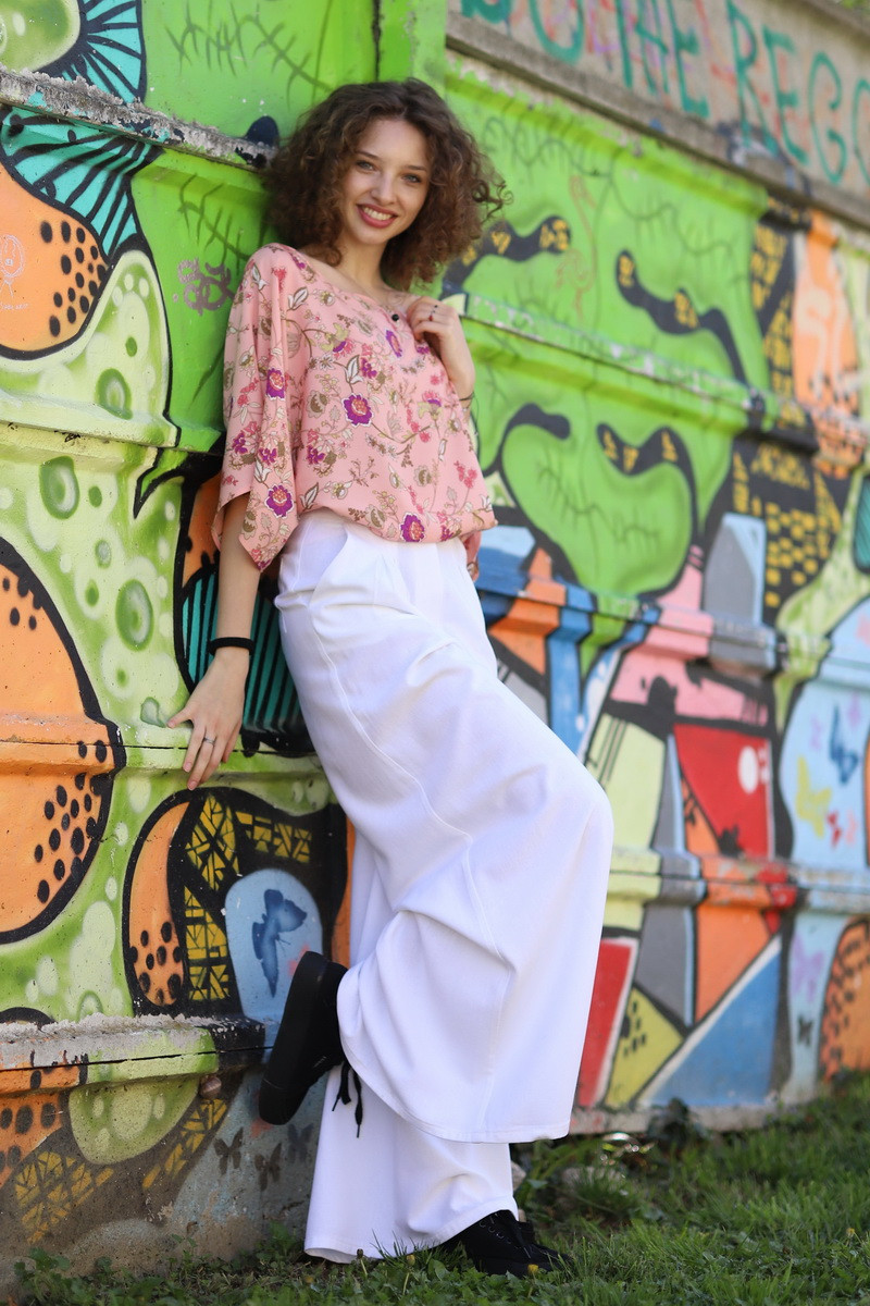 Joa Shop - cumpara online: Pantaloni de vara largi din in