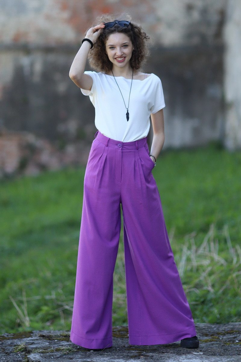 Joa Shop - cumpara online: Pantaloni de vara largi din in