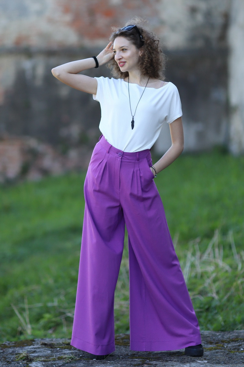 Joa Shop - cumpara online: Pantaloni de vara largi din in