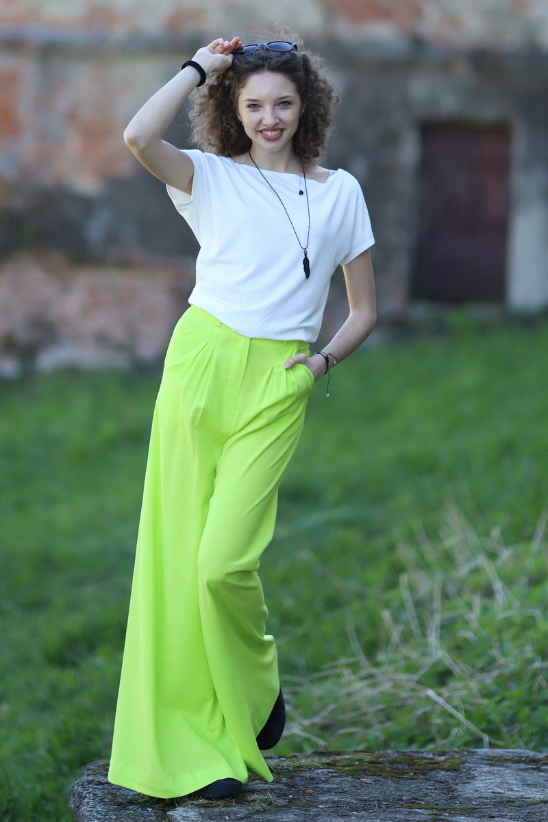 Joa Shop - cumpara online: Pantaloni de vara largi din in