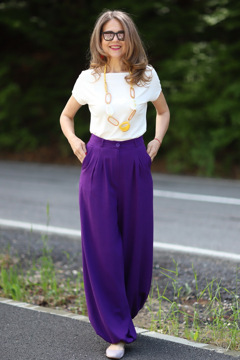 Joa Shop - cumpara online: Pantaloni de vara largi din in