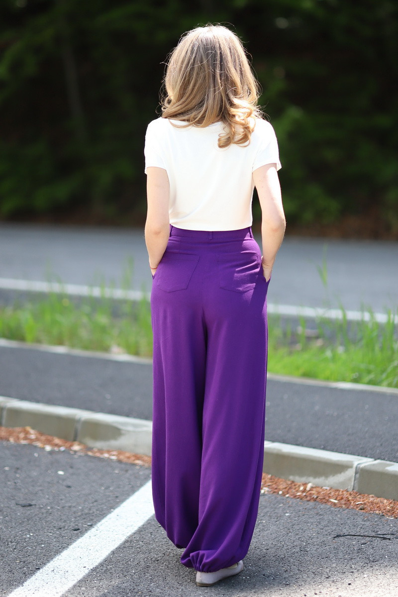 Joa Shop - cumpara online: Pantaloni de vara largi din in