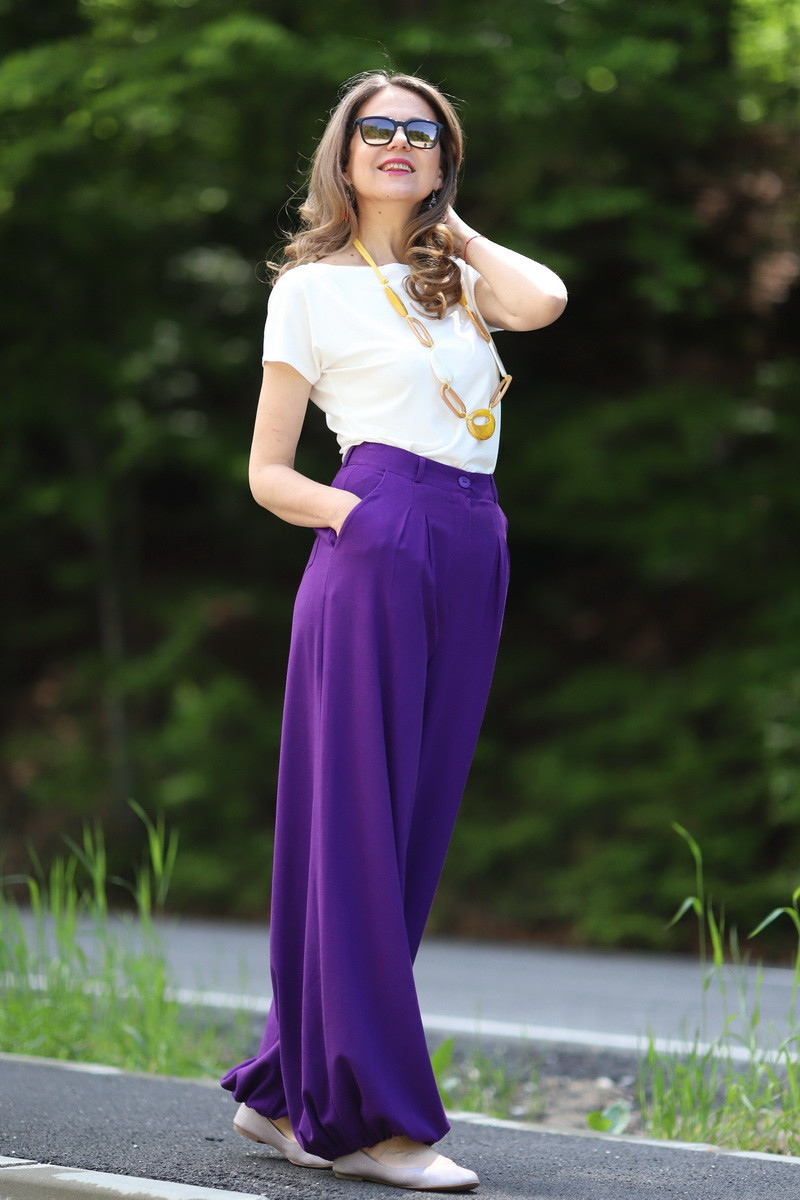 Joa Shop - cumpara online: Pantaloni de vara largi din in