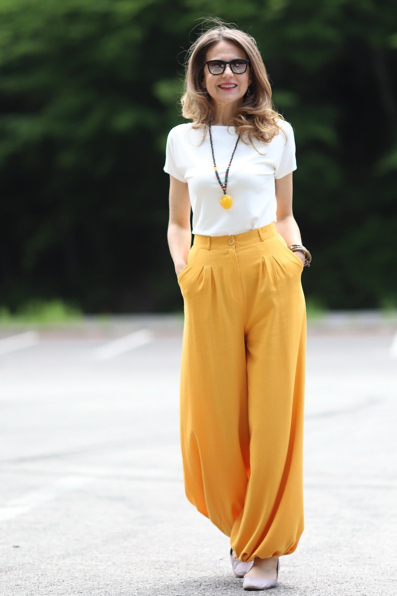 Joa Shop - cumpara online: Pantaloni de vara largi din in