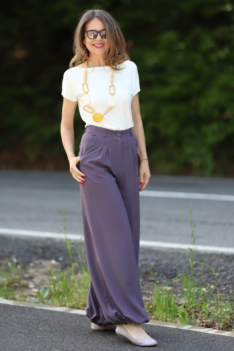 Joa Shop - cumpara online: Pantaloni de vara largi din in