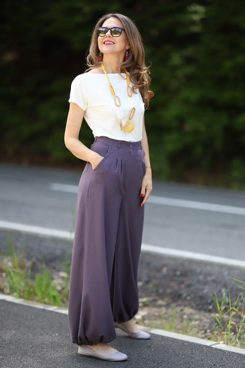 Joa Shop - cumpara online: Pantaloni de vara largi din in