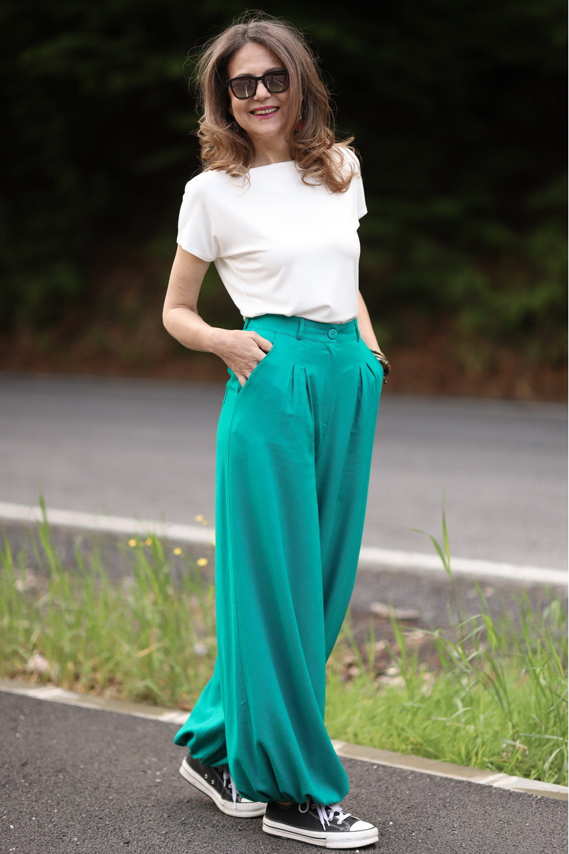 Joa Shop - cumpara online: Pantaloni de vara largi din in