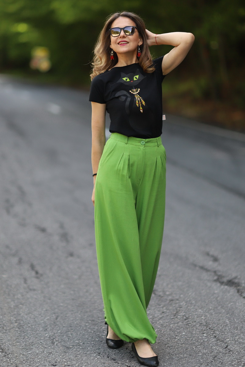 Joa Shop - cumpara online: Pantaloni de vara largi din in