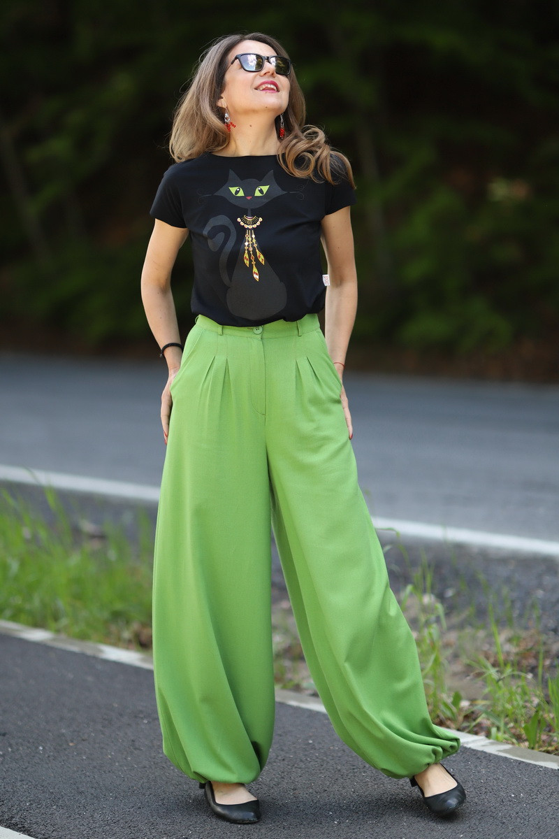 Joa Shop - cumpara online: Pantaloni de vara largi din in