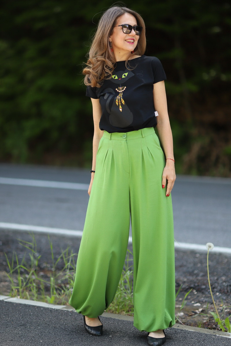 Joa Shop - cumpara online: Pantaloni de vara largi din in