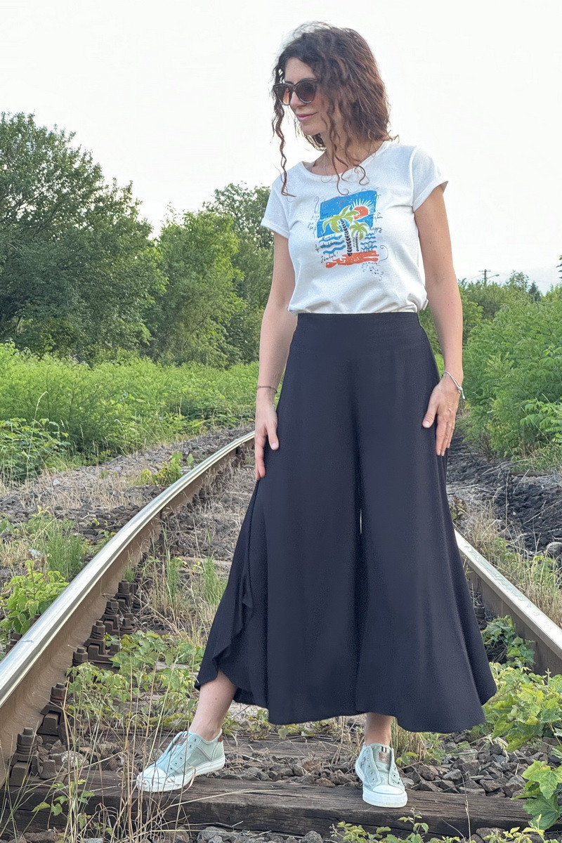 Joa Shop - cumpara online: Pantaloni de vara largi din in