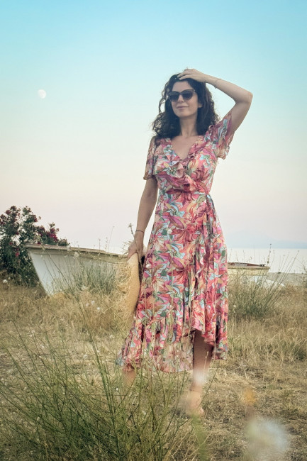 Rochie Helena imprimeu roz