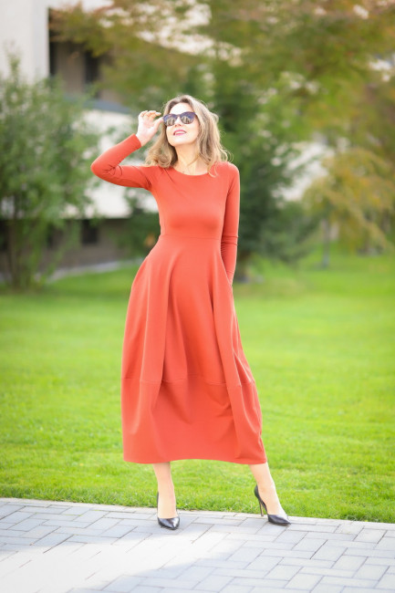 Rochie lunga  tip lalea, din bumbac