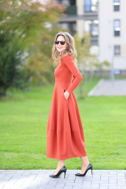 Rochie lunga  tip lalea, din bumbac