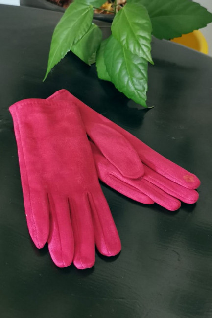 Manusi uni imitatie piele intoarsa fucsia