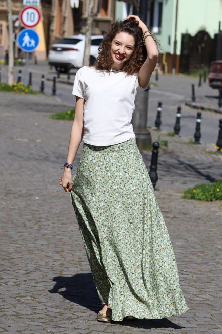 Fusta Adelina vernil flori