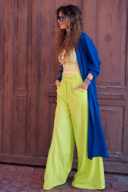 Pantaloni Sara neon, cu in