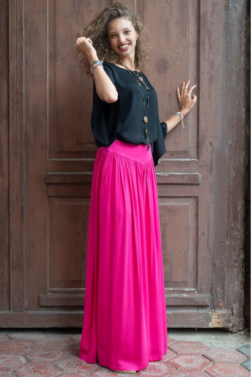 Joa Shop - cumpara online: Pantaloni de vara largi din in