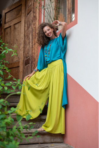 Joa Shop - cumpara online: Pantaloni de vara largi din in