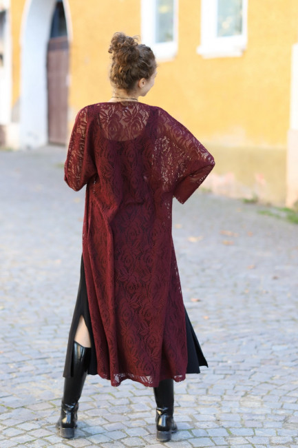 Cardigan Alma grena dantela pufoasa