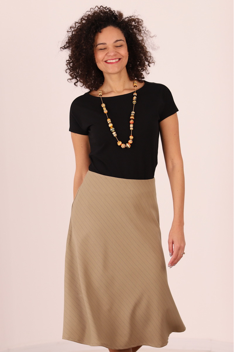 Joa Shop - cumpara online: Fusta casual pe bie, fusta midi de stofa