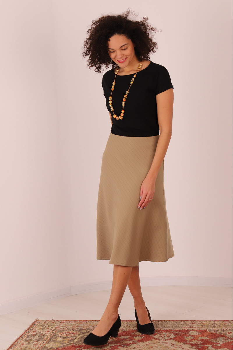 Joa Shop - cumpara online: Fusta casual pe bie, fusta midi de stofa