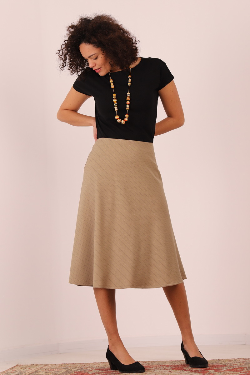 Joa Shop - cumpara online: Fusta casual pe bie, fusta midi de stofa