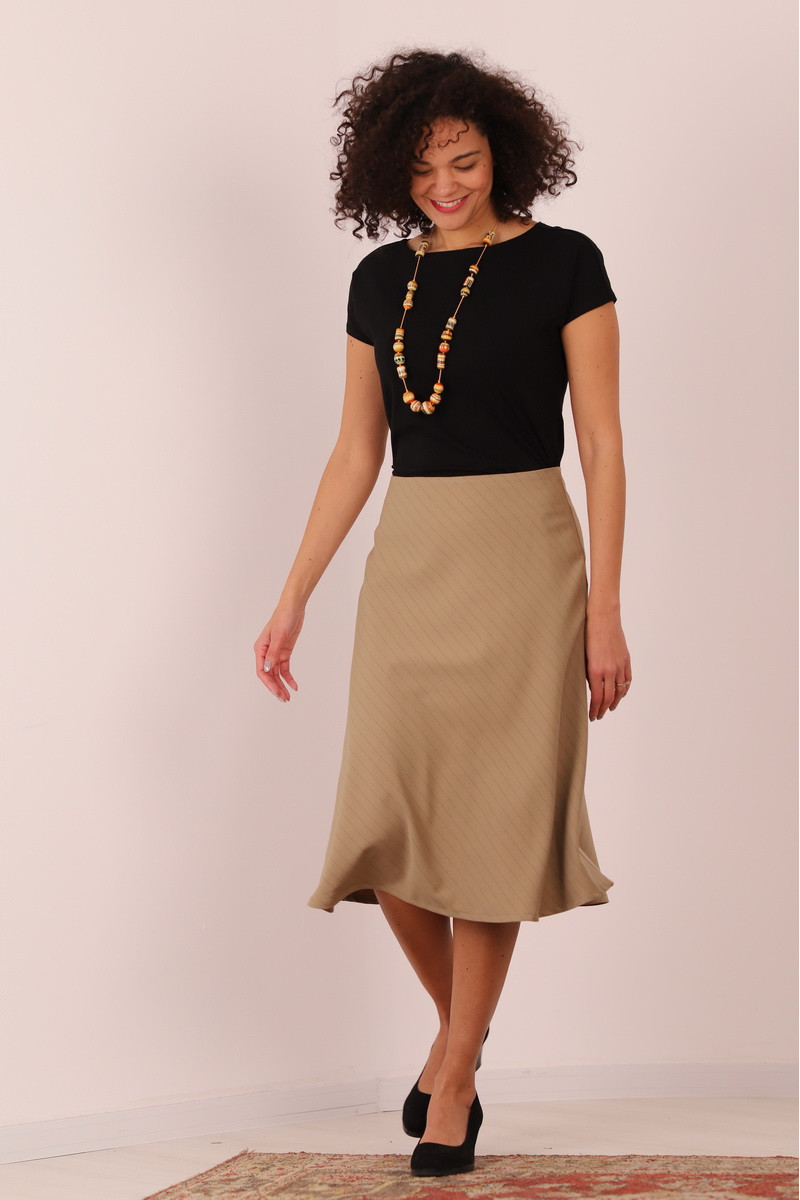 Joa Shop - cumpara online: Fusta casual pe bie, fusta midi de stofa