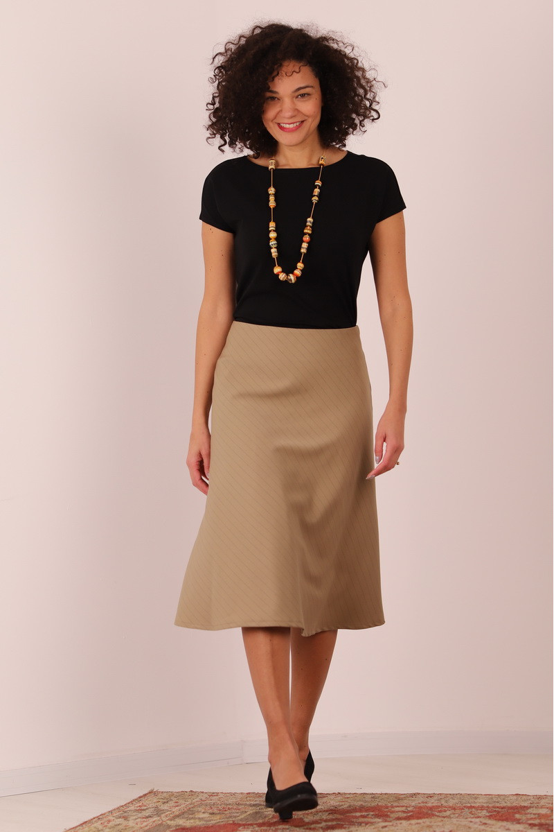 Joa Shop - cumpara online: Fusta casual pe bie, fusta midi de stofa