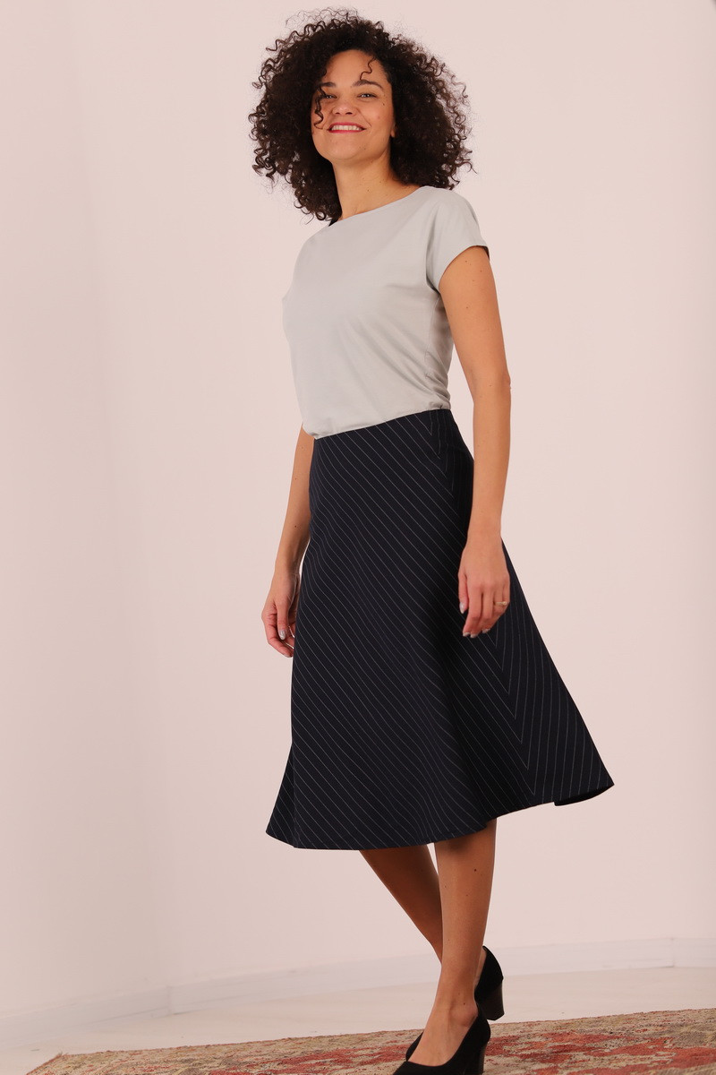 Joa Shop - cumpara online: Fusta casual pe bie, fusta midi de stofa