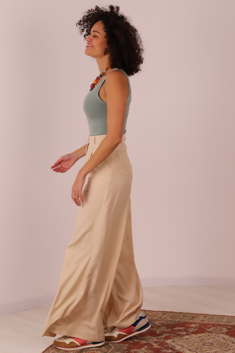 Joa Shop - cumpara online: Pantaloni de vara largi din in