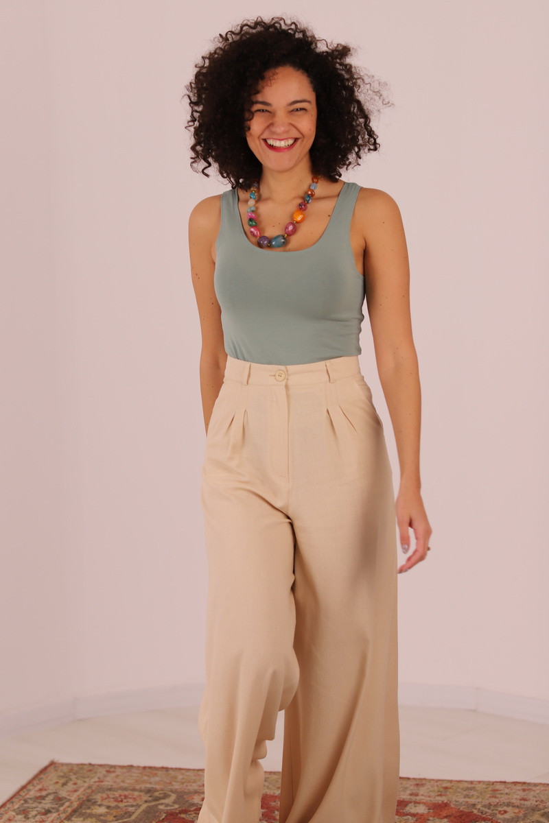 Joa Shop - cumpara online: Pantaloni de vara largi din in