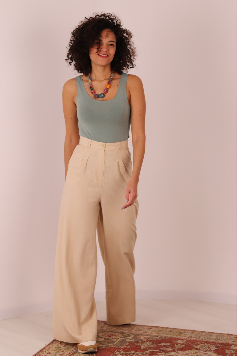 Joa Shop - cumpara online: Pantaloni de vara largi din in