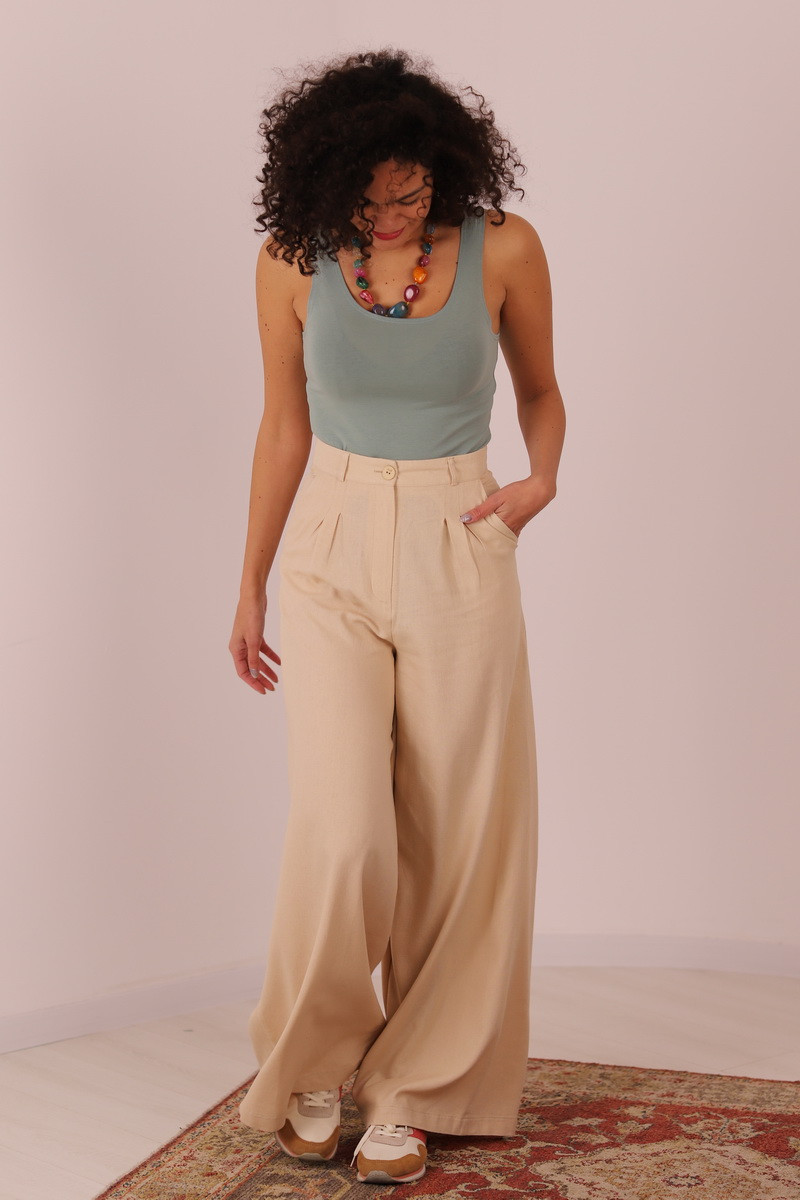 Joa Shop - cumpara online: Pantaloni de vara largi din in