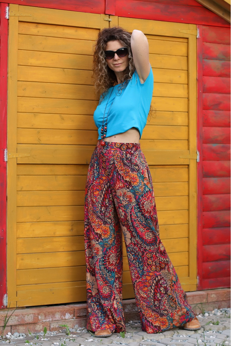 Joa Shop - cumpara online: Pantaloni de vara largi , cu imprimeu