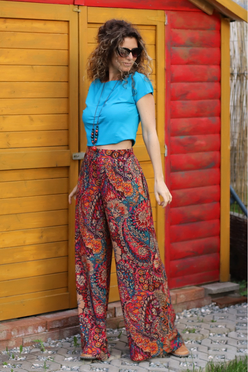 Joa Shop - cumpara online: Pantaloni de vara largi , cu imprimeu